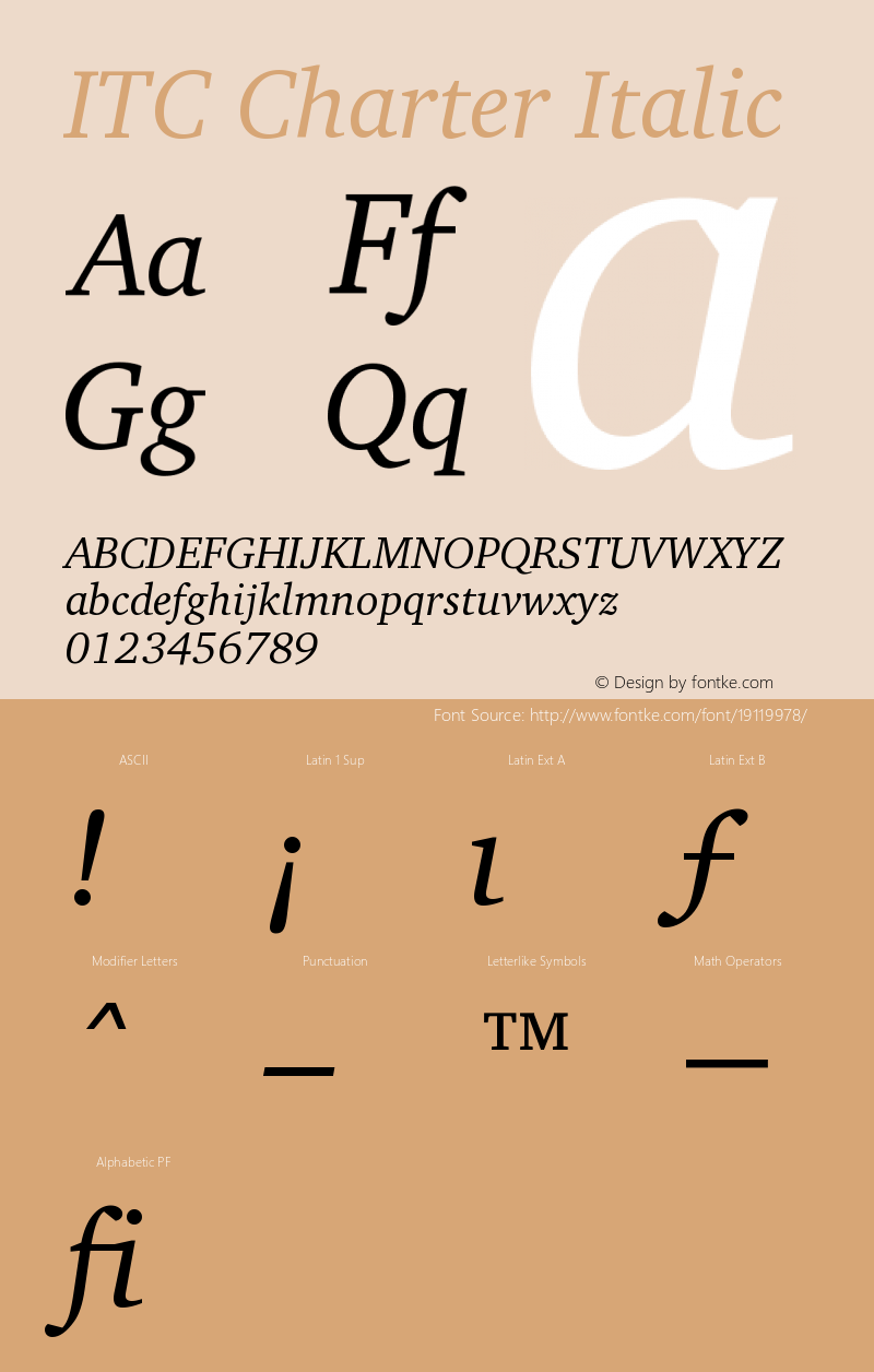 ITC Charter Italic Version 003.001 Font Sample