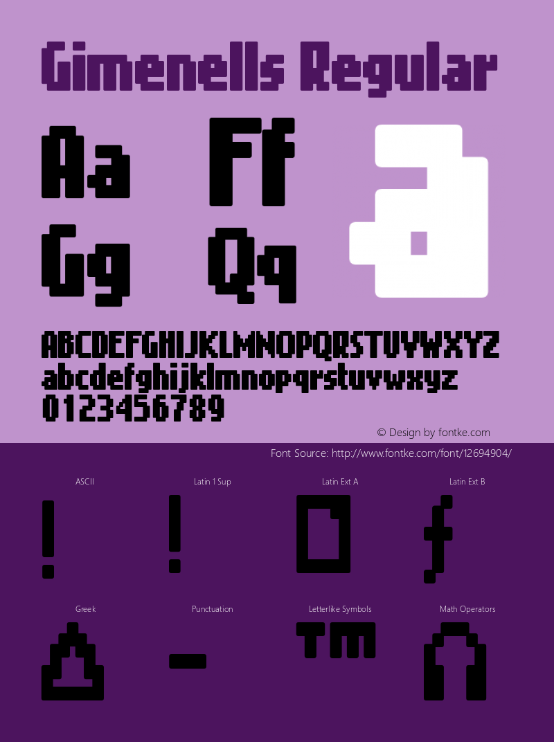 Gimenells Regular Macromedia Fontographer 4.1.5 1/10/01 Font Sample