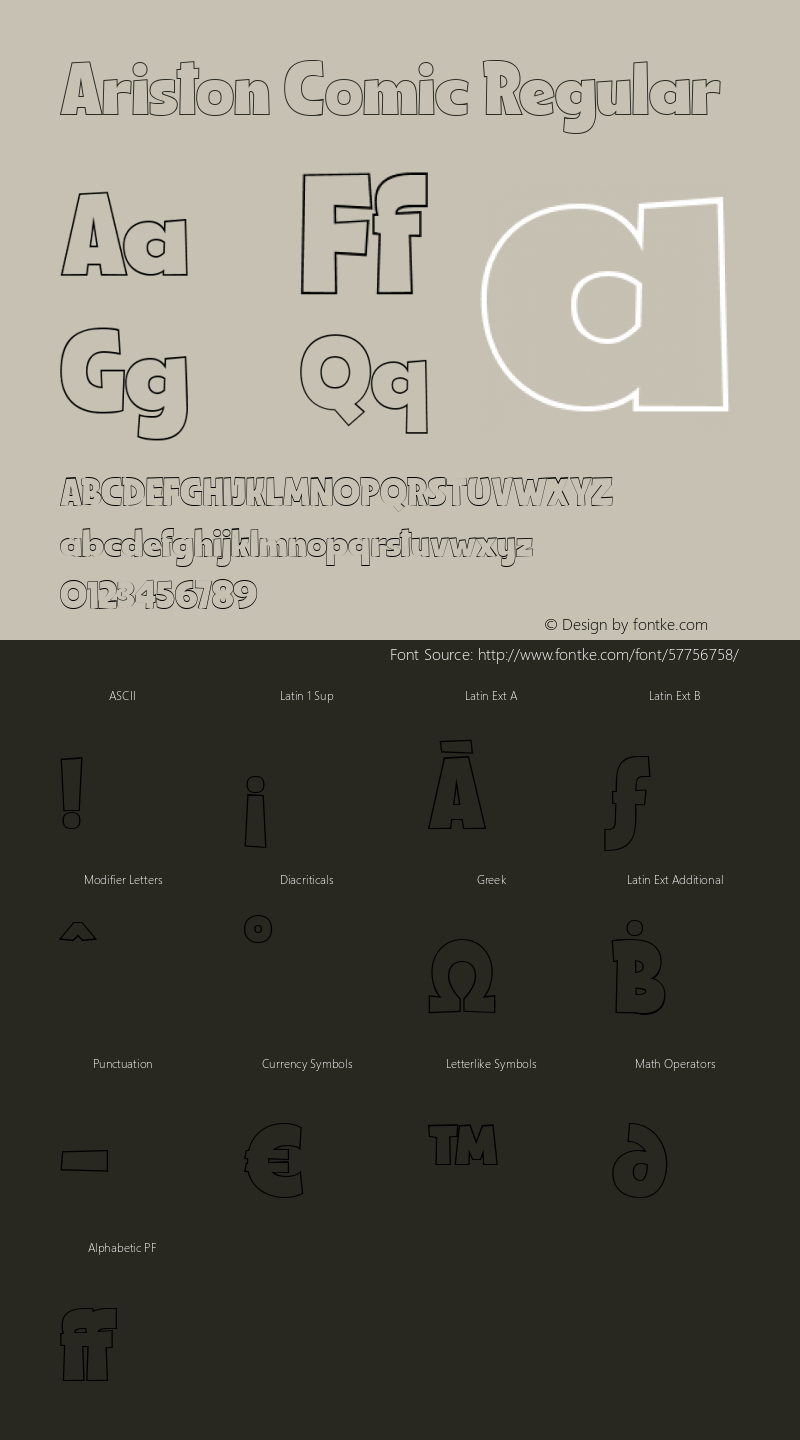 Ariston Comic Outline Version 1.000 Font Sample