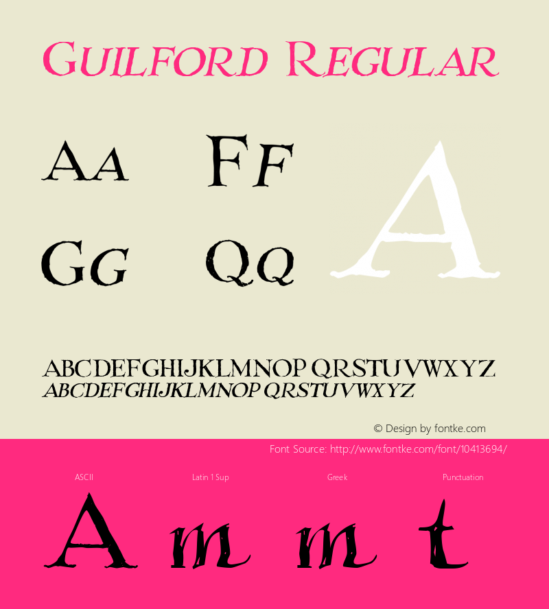 Guilford Regular Fontographer 4.7 9/16/11 FG4M­0000001083 Font Sample