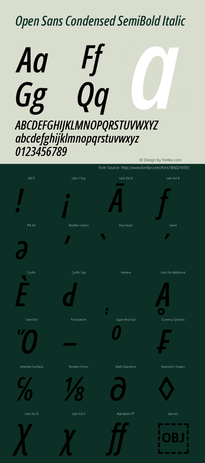 Open Sans Condensed SemiBold Italic Version 3.000; ttfautohint (v1.8.4)图片样张