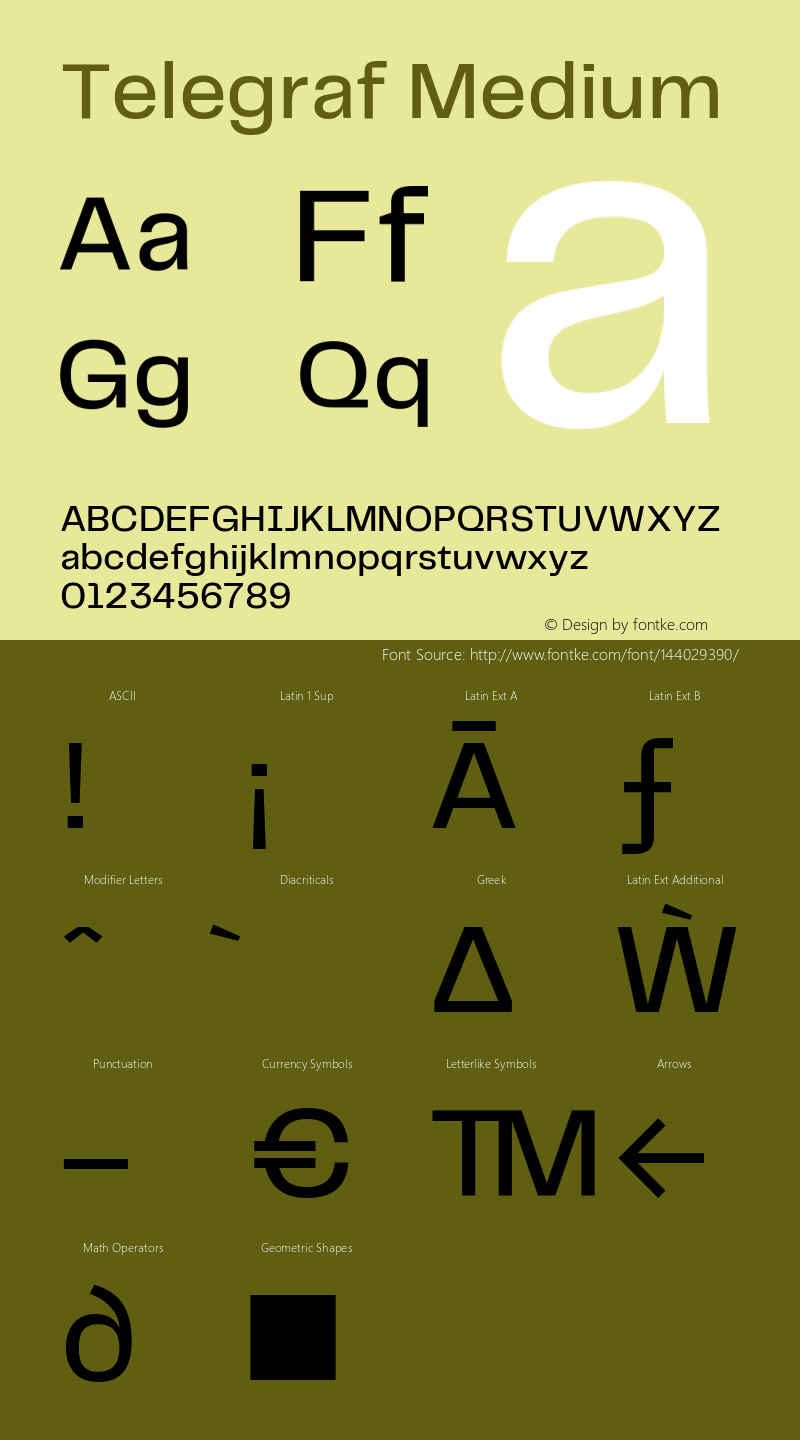 Telegraf Medium Version 1.000 Font Sample