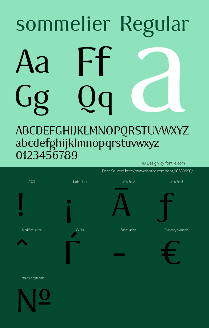 sommelier Regular Version 1.000 Font Sample