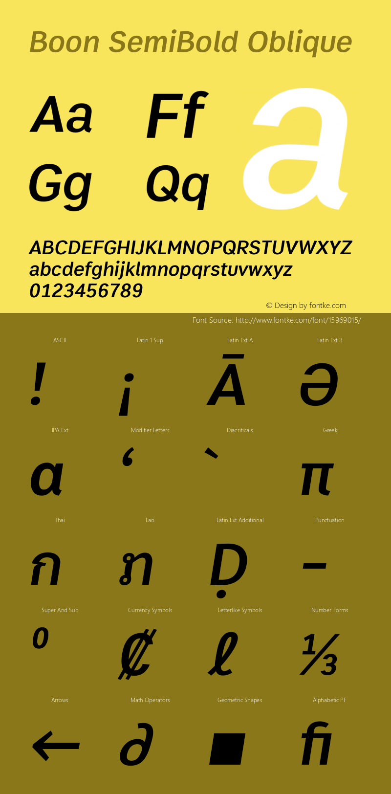 Boon SemiBold Oblique Version 1.1 Font Sample