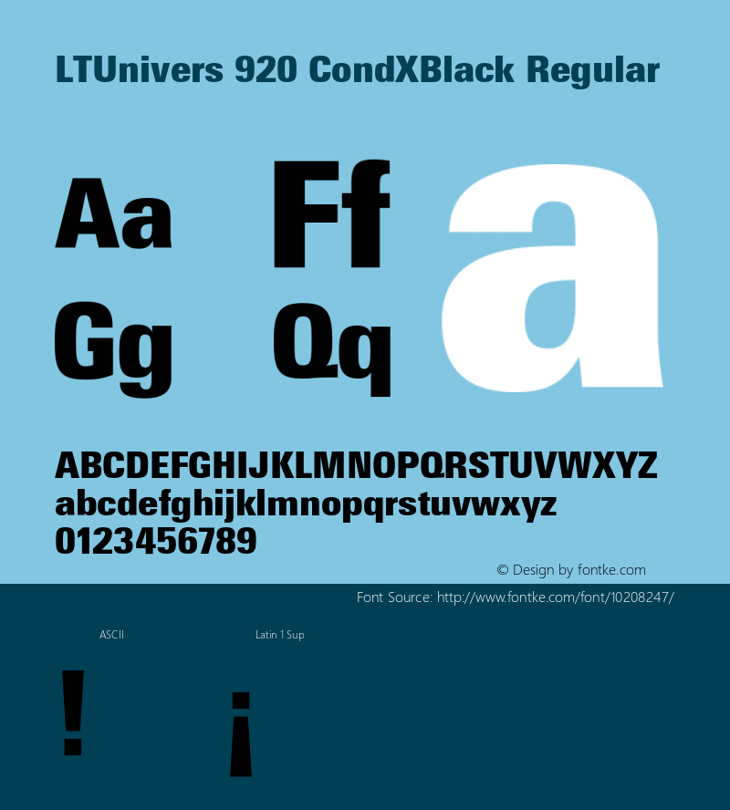 LTUnivers 920 CondXBlack Regular 003.000 Font Sample