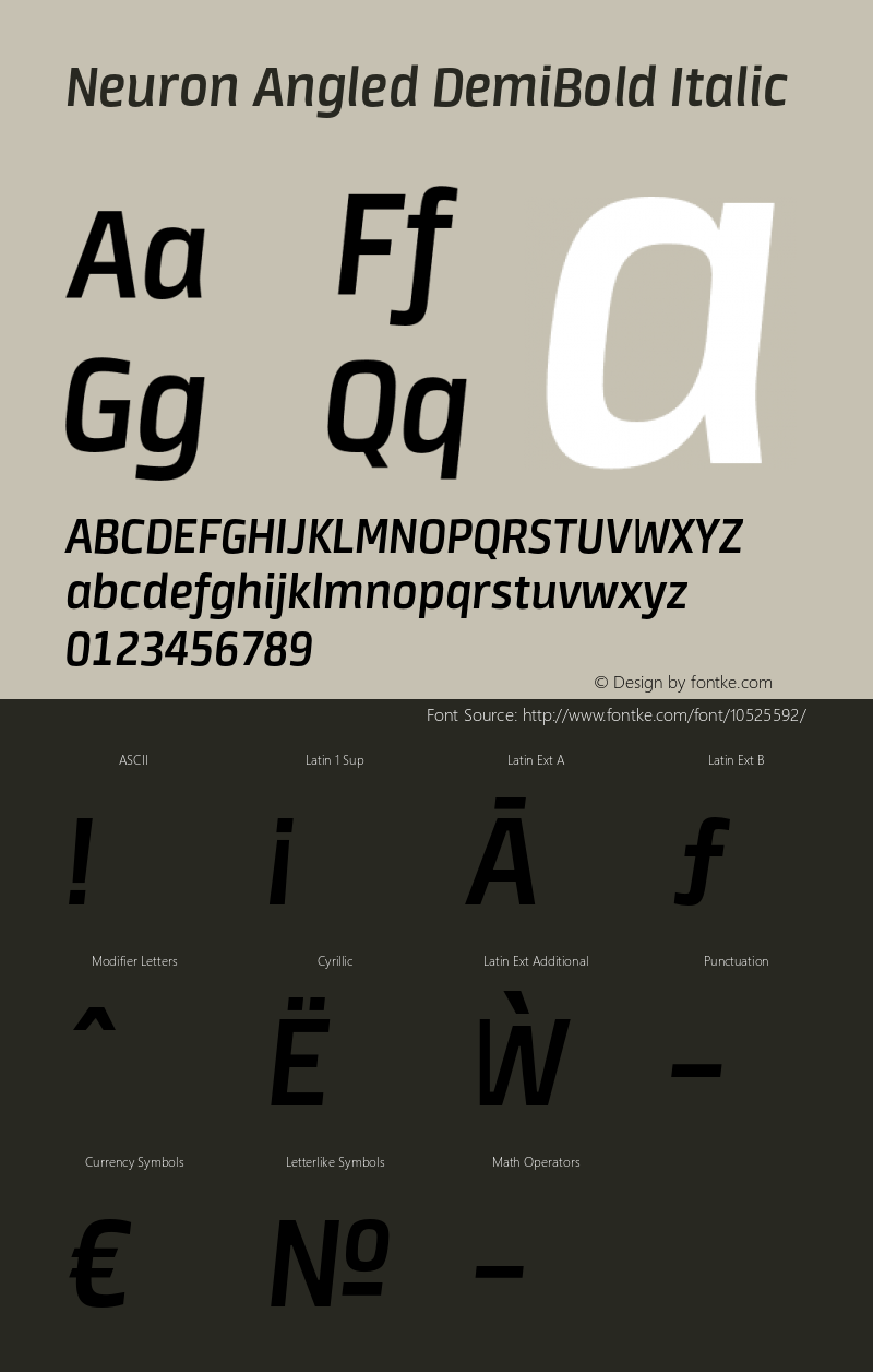 Neuron Angled DemiBold Italic 001.000 [CYR] Font Sample