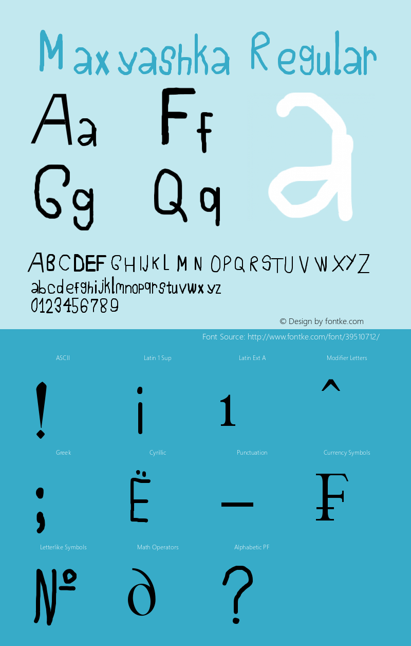 Maxyashka Версия 0.1 25 декабря, 2015 Font Sample