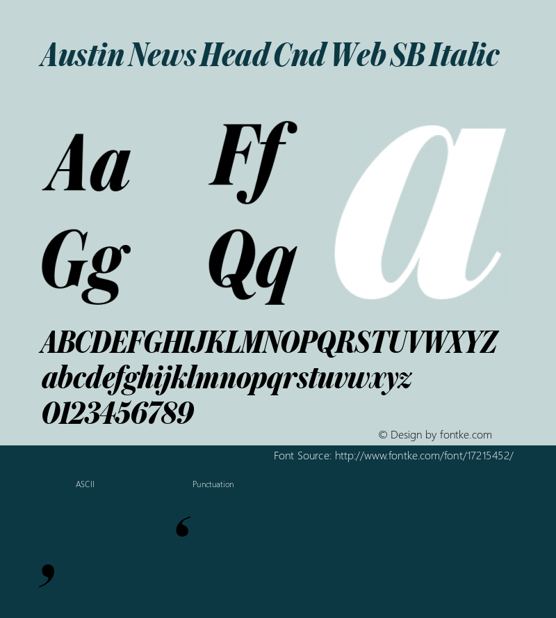 Austin News Head Cnd Web SB Italic Version 1.1 2016 Font Sample