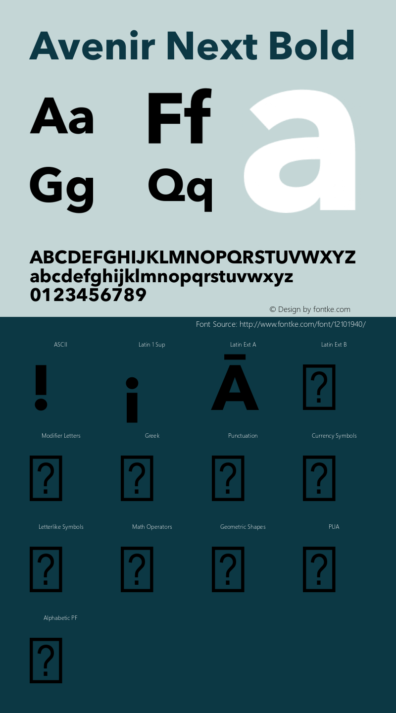 Avenir Next Bold 8.0d2e1 Font Sample