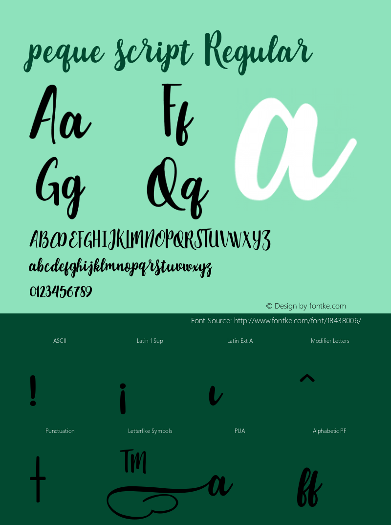 peque script Regular Version 1.000 Font Sample