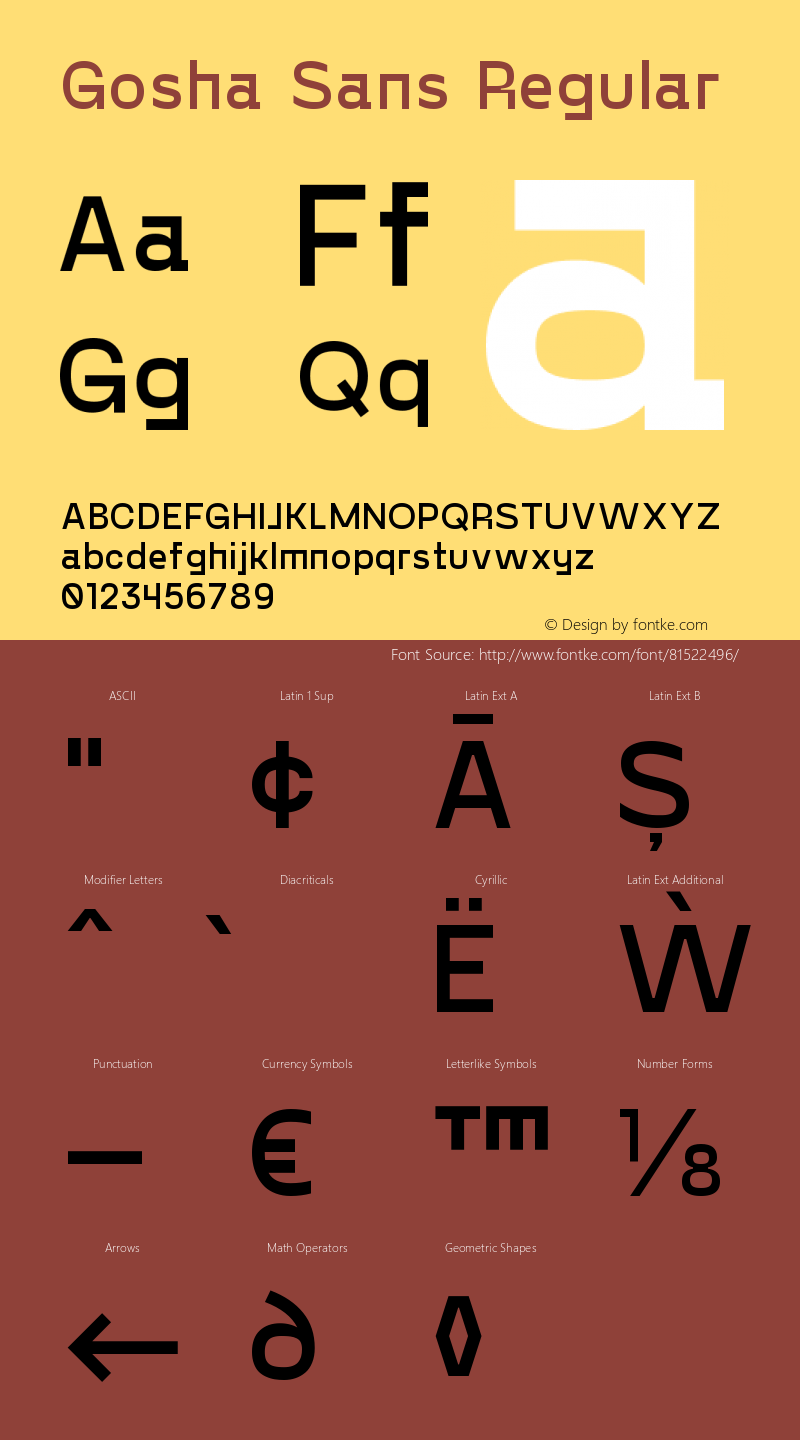 Gosha Sans Regular Version 1.000;PS 001.000;hotconv 1.0.88;makeotf.lib2.5.64775 Font Sample