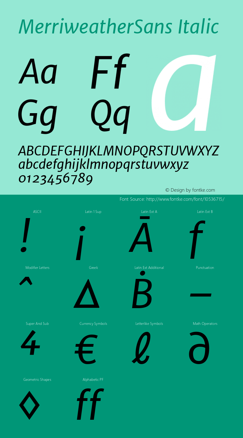 MerriweatherSans Italic Version 1.000; ttfautohint (v0.97) -l 13 -r 13 -G 0 -x 14 -f dflt -w 