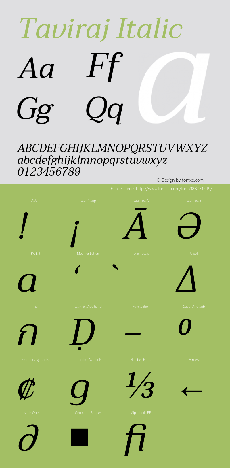 Taviraj Italic Version 1.001图片样张