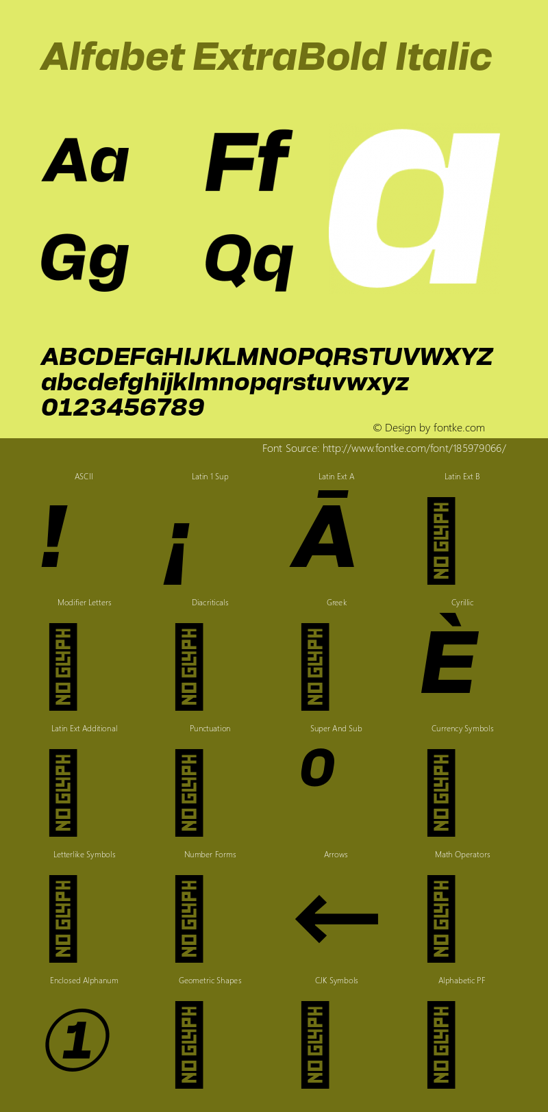 Alfabet ExtraBold Italic Version 2.000;hotconv 1.0.109;makeotfexe 2.5.65596图片样张