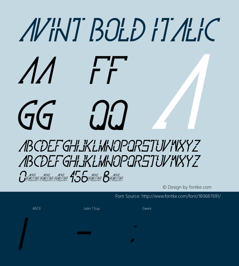 Avint Bold Italic Version 1.00;February 27, 2021;FontCreator 11.5.0.2422 64-bit图片样张