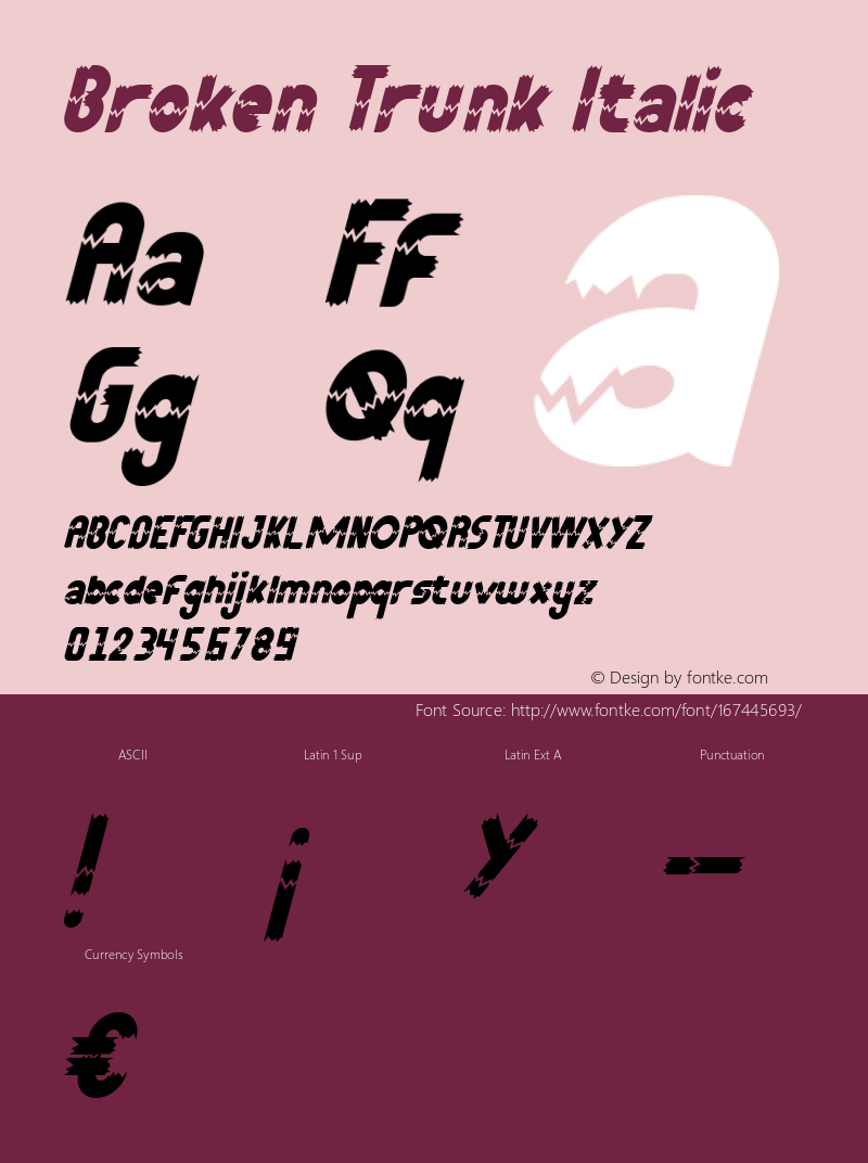 Broken Trunk Italic Version 1.003;Fontself Maker 3.5.4 Font Sample