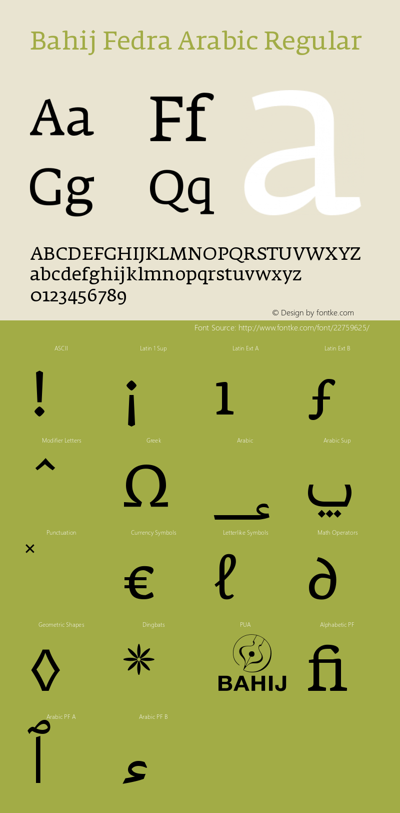 Bahij Fedra Arabic Version 1.10 October 14, 2016 Font Sample