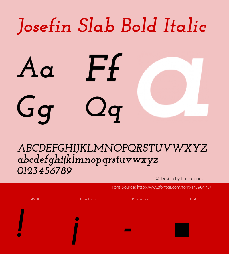 Josefin Slab Bold Italic Version 1.0 Font Sample