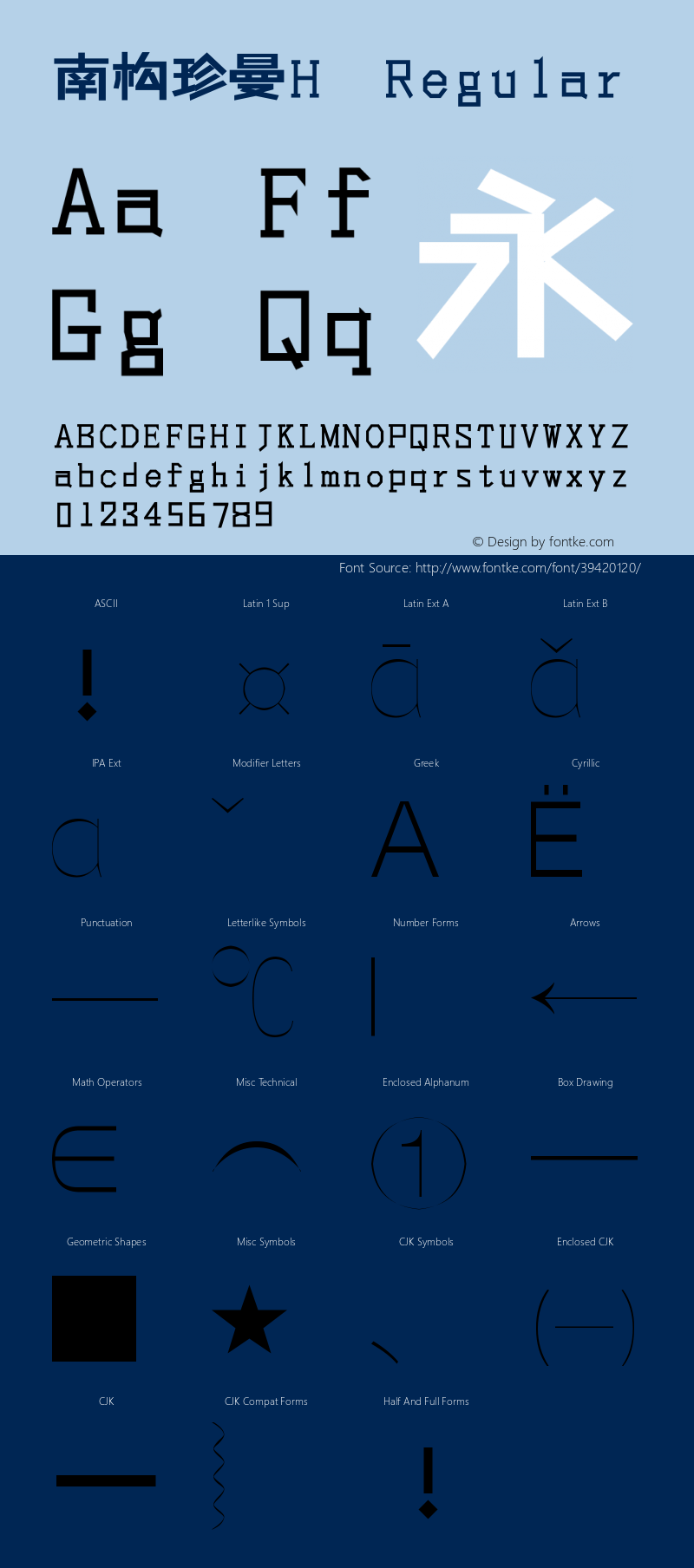 NGzhenman-H Version 1.00 July 5, 2019, initial release Font Sample