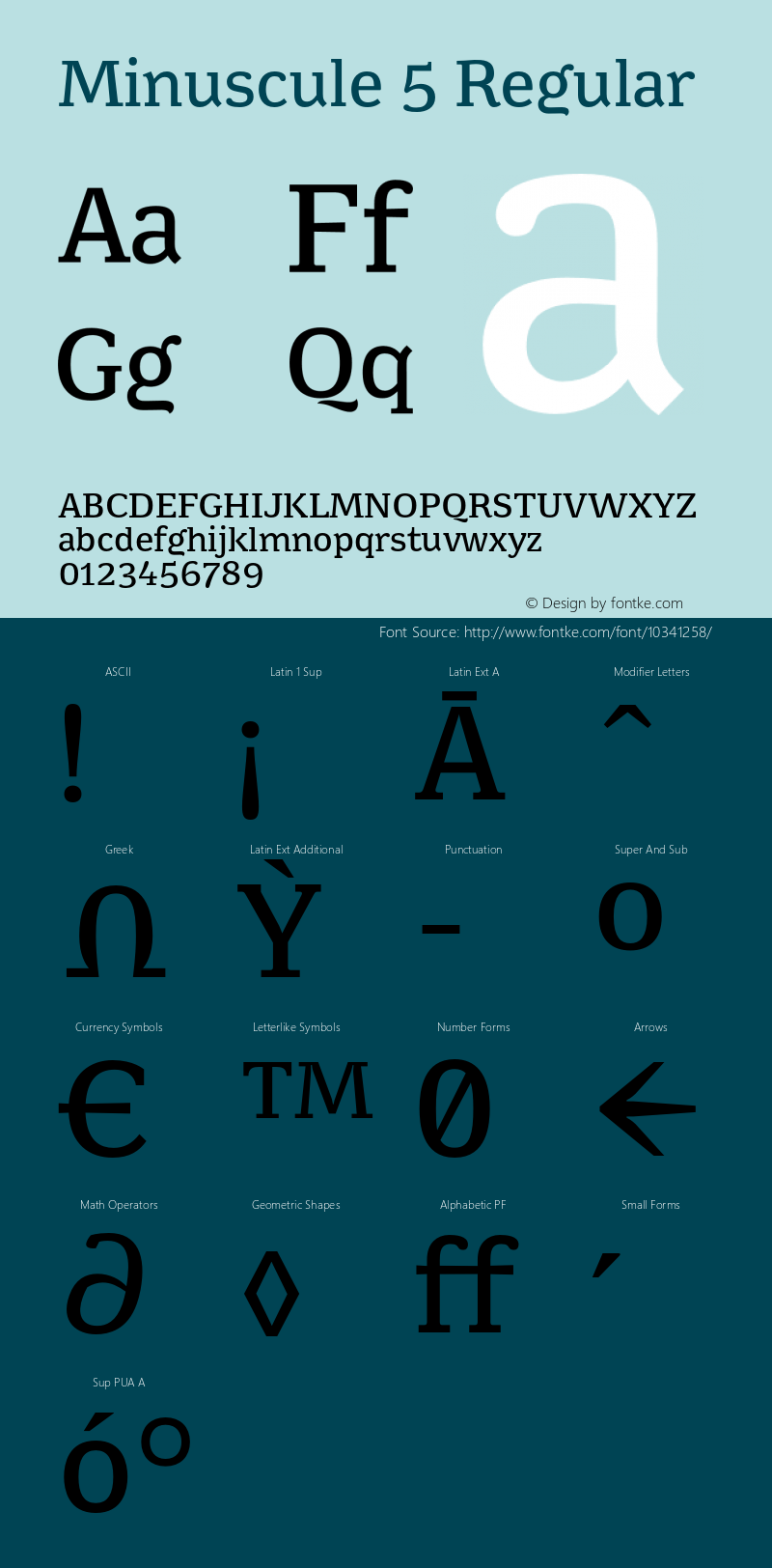 Minuscule 5 Regular Version 1.000 Font Sample