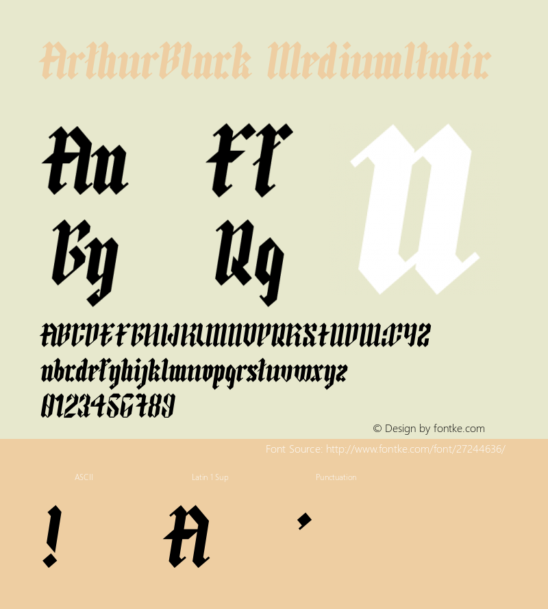 ArthurBlack MediumItalic Version 1.002;Fontself Maker 3.0.1 Font Sample