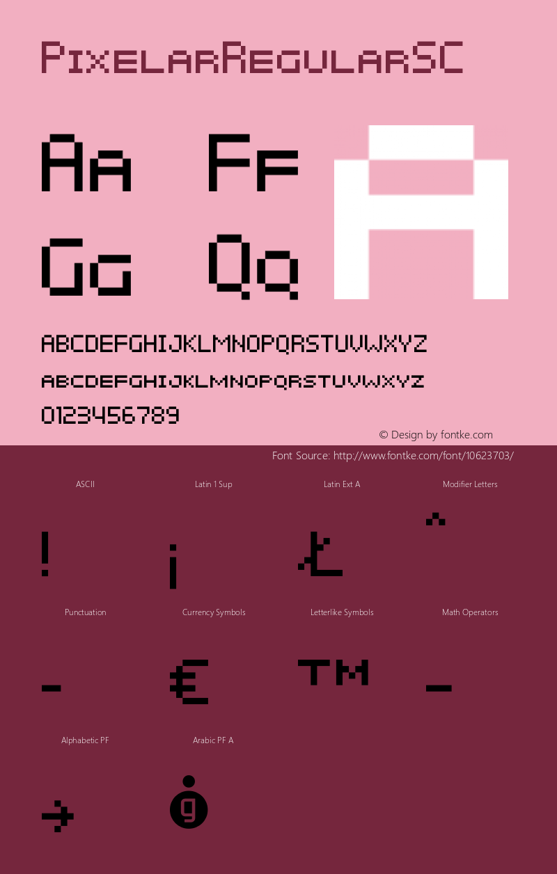 PixelarRegularSC ☞ Version 001.000;com.myfonts.easy.graviton.pixelar.regular-sc.wfkit2.version.3Xhm Font Sample