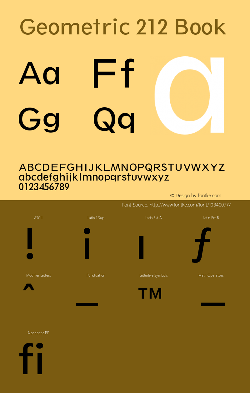 Geometric 212 Book Version 003.001 Font Sample