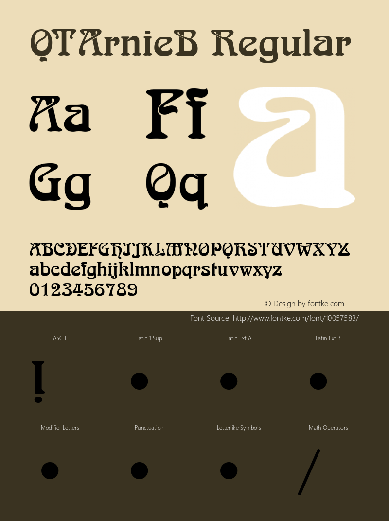 QTArnieB Regular QualiType TrueType font  10/4/92 Font Sample
