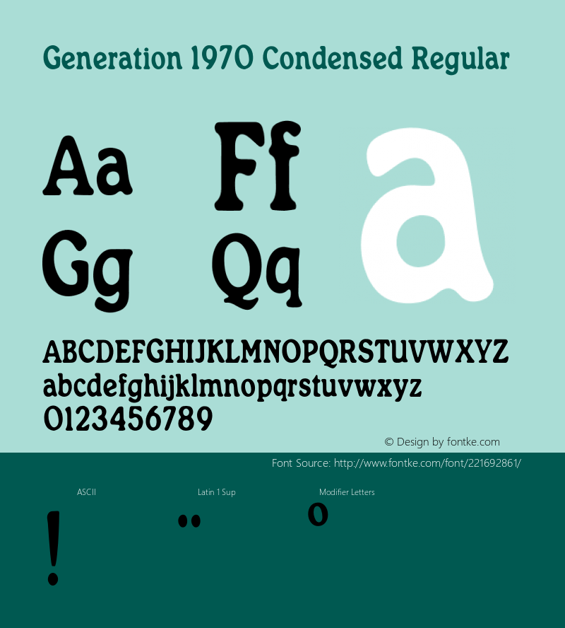 Generation 1970 Condensed Version 1.00;April 29, 2022;FontCreator 13.0.0.2630 64-bit图片样张