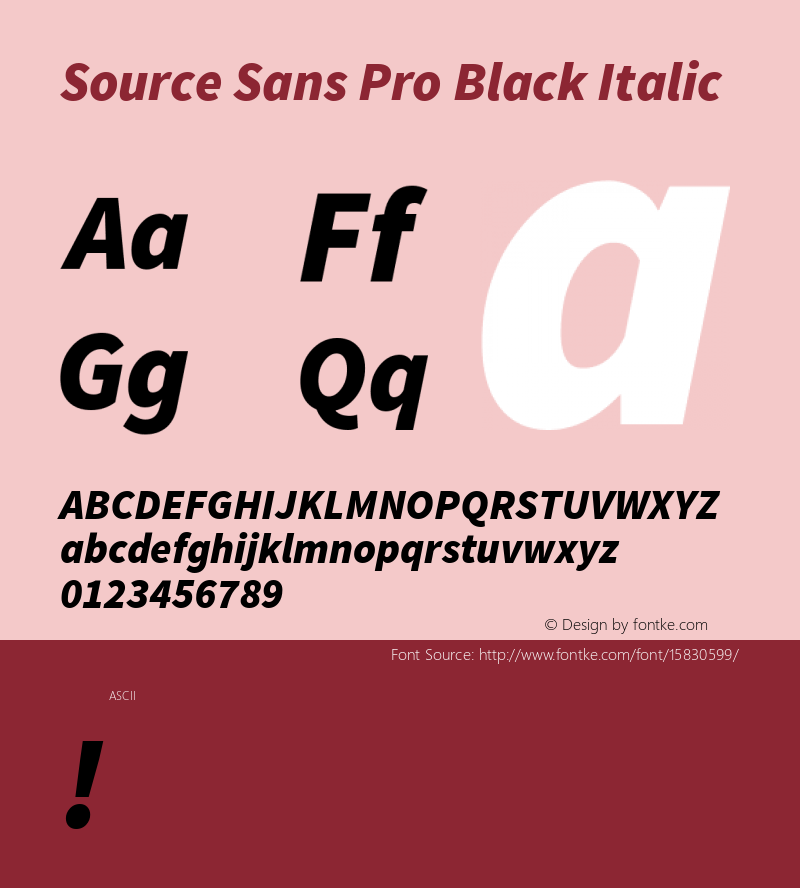Source Sans Pro Black Italic Version 1.065;PS 2.0;hotconv 1.0.78;makeotf.lib2.5.61930; ttfautohint (v1.4.1) Font Sample