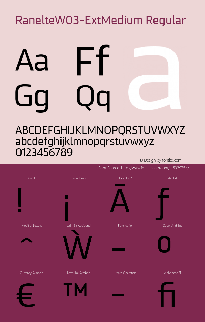 Ranelte W03 Ext Medium Version 1.00 Font Sample