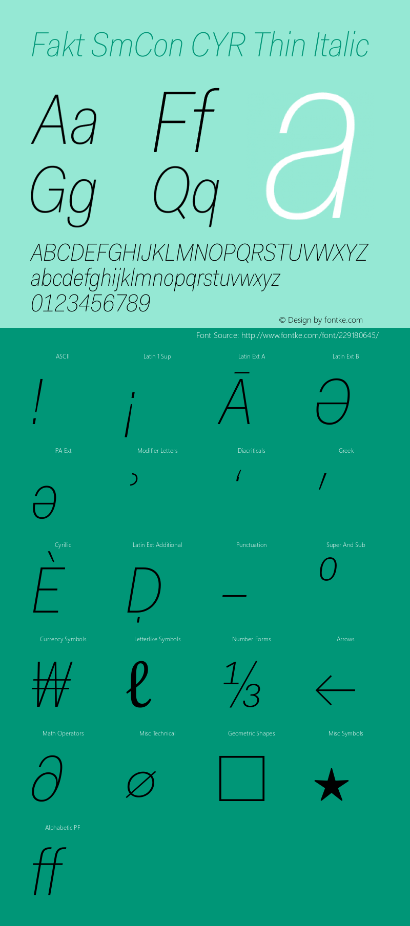 Fakt SmCon CYR Thin Italic Version 4.001; build 0001图片样张