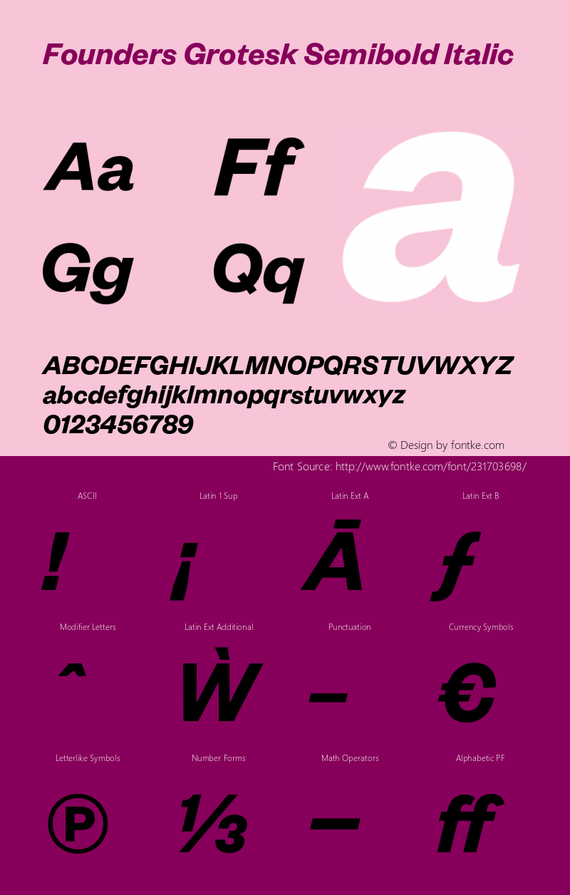 Founders Grotesk Semibold Italic Version 2.001;PS 001.001;hotconv 16.6.54;makeotf.lib2.5.65590图片样张