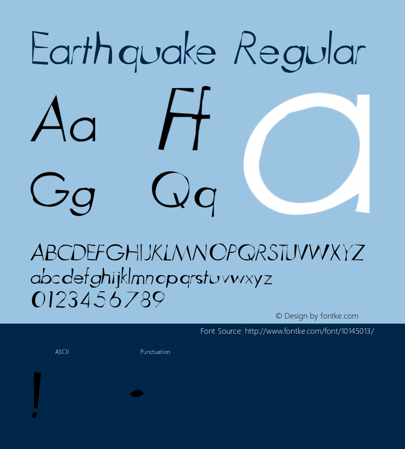Earthquake Regular Version 001.000 Font Sample