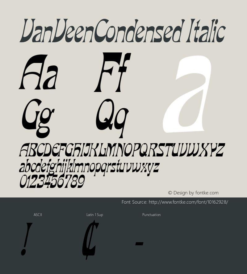 VanVeenCondensed Italic Rev. 003.000 Font Sample