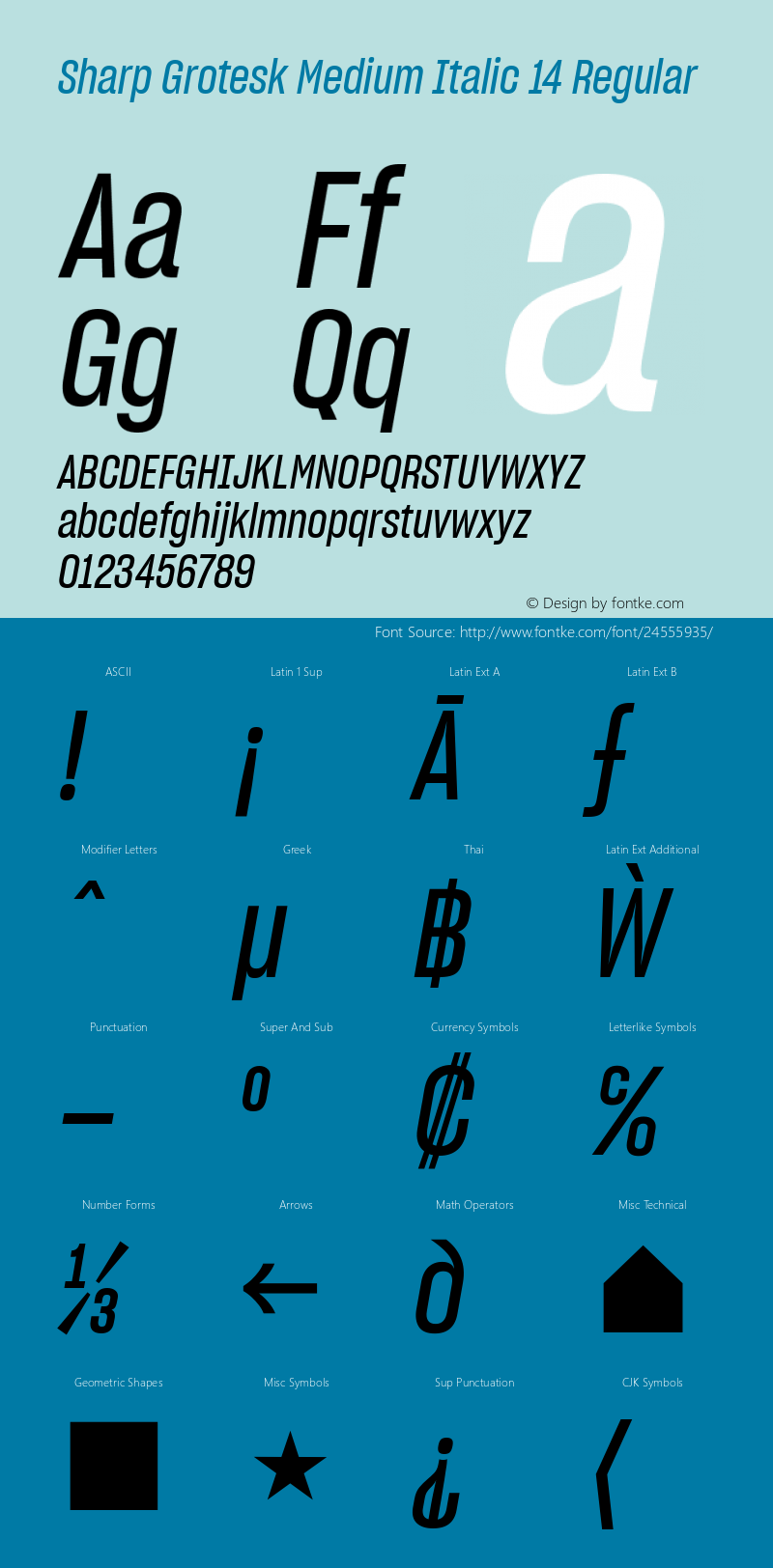 Sharp Grotesk Medium Italic 14 Regular Version 1.001;PS 1.000;hotconv 16.6.51;makeotf.lib2.5.65220 Font Sample