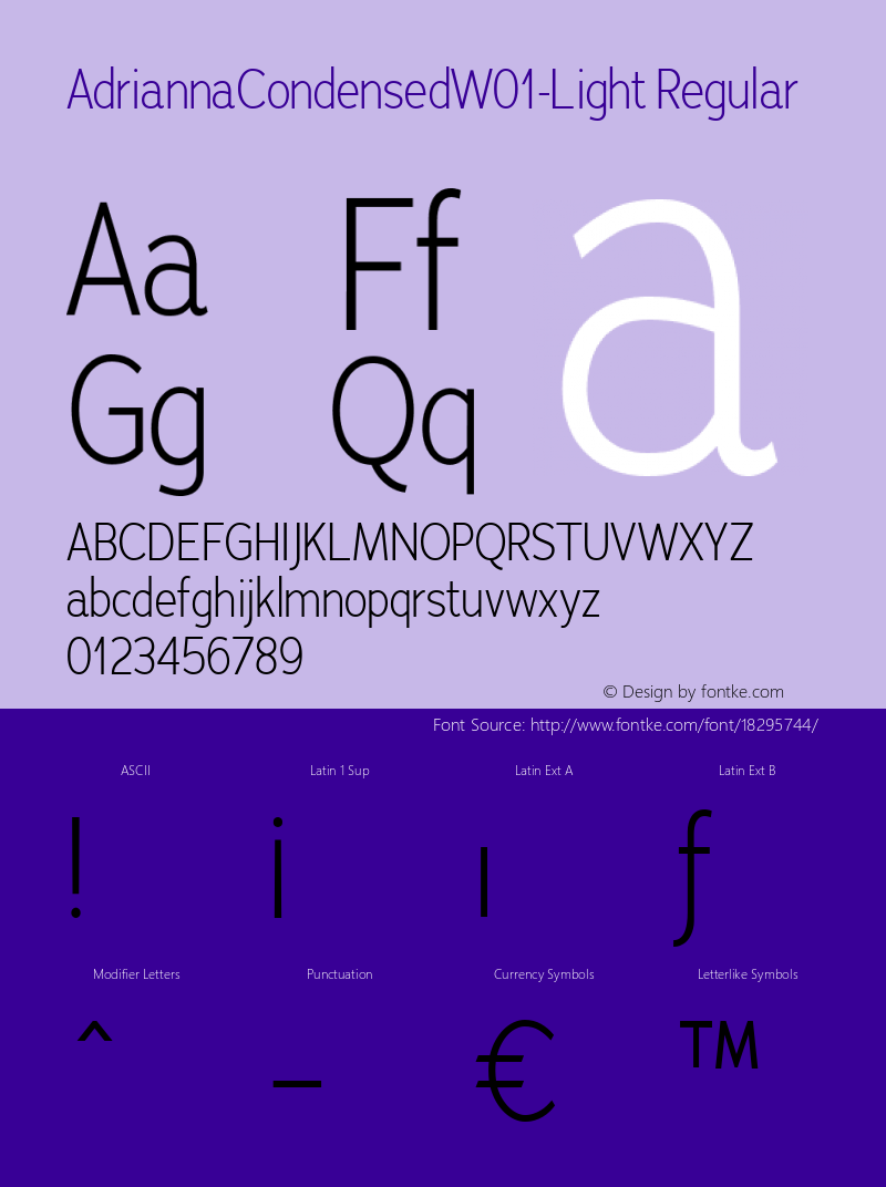 AdriannaCondensedW01-Light Regular Version 2.00 Font Sample