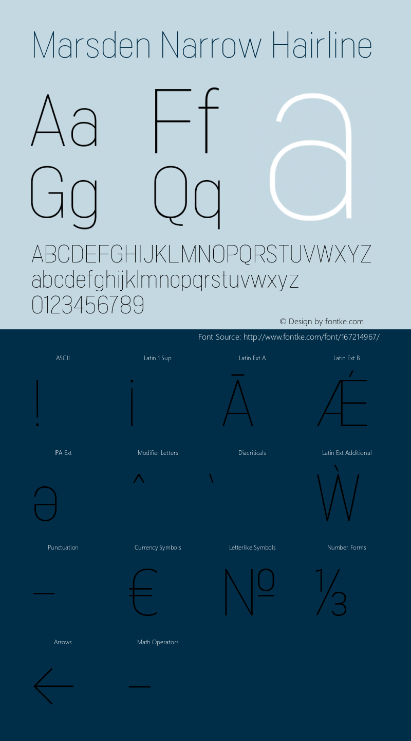 Marsden Narrow Hairline 1.000 Font Sample