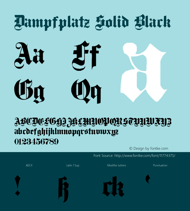 Dampfplatz Solid Black Version 1.0; 2002; initial r Font Sample