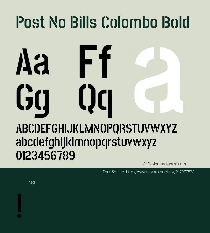 PostNoBillsColombo Version 1.0 Font Sample