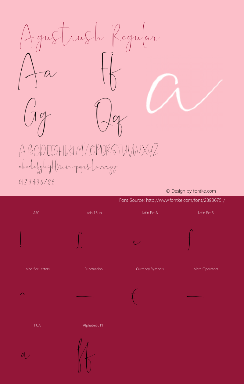 Agustrush Version 1.000;PS 001.001;hotconv 1.0.56 Font Sample