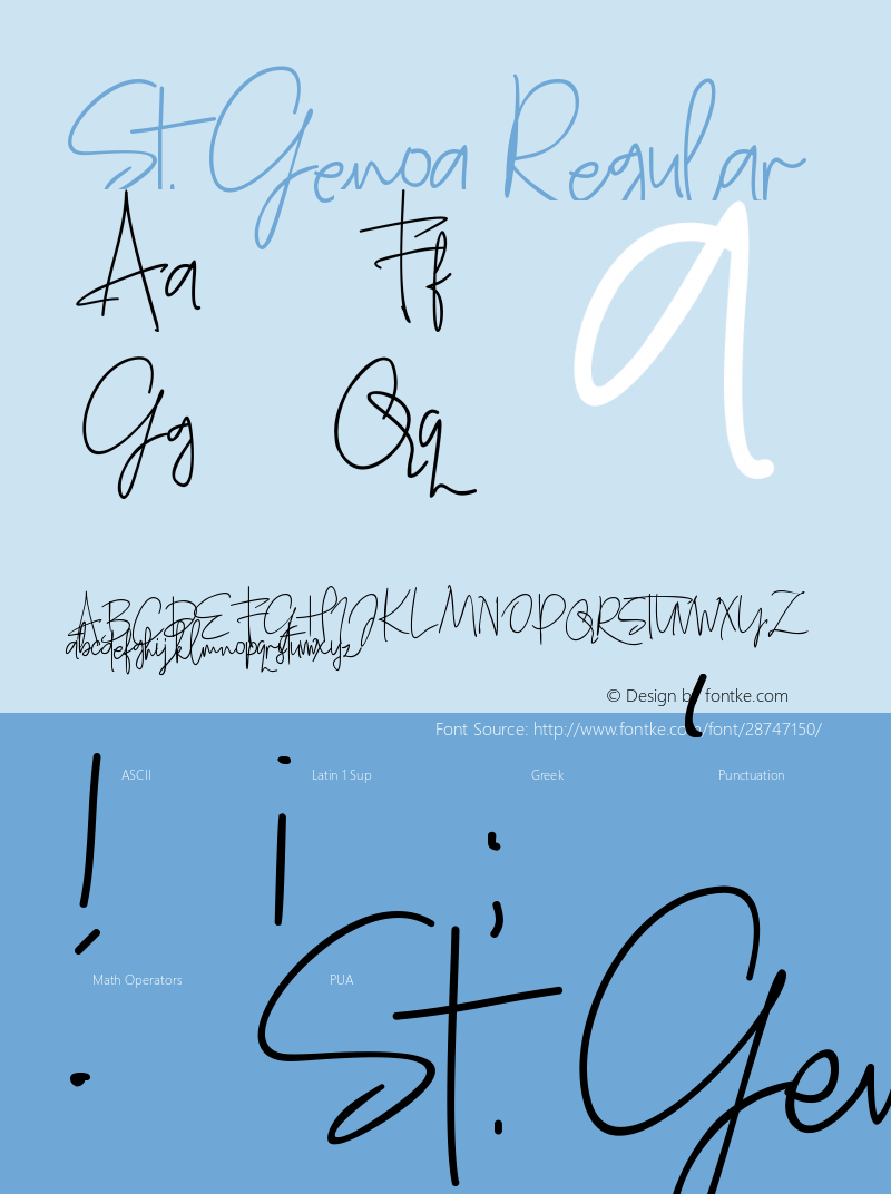 St. Genoa Version 1.00;March 11, 2019;FontCreator 11.5.0.2430 64-bit Font Sample