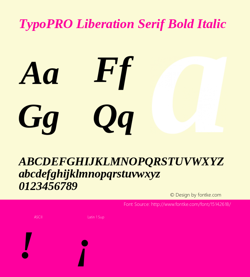 TypoPRO Liberation Serif Bold Italic Version 2.00.1 Font Sample