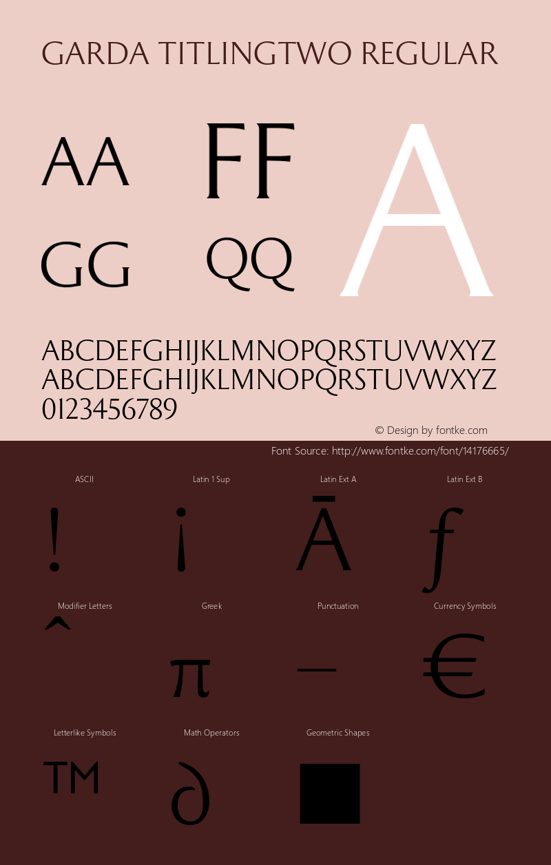 Garda TitlingTwo Regular Version 1.001 2005 Font Sample