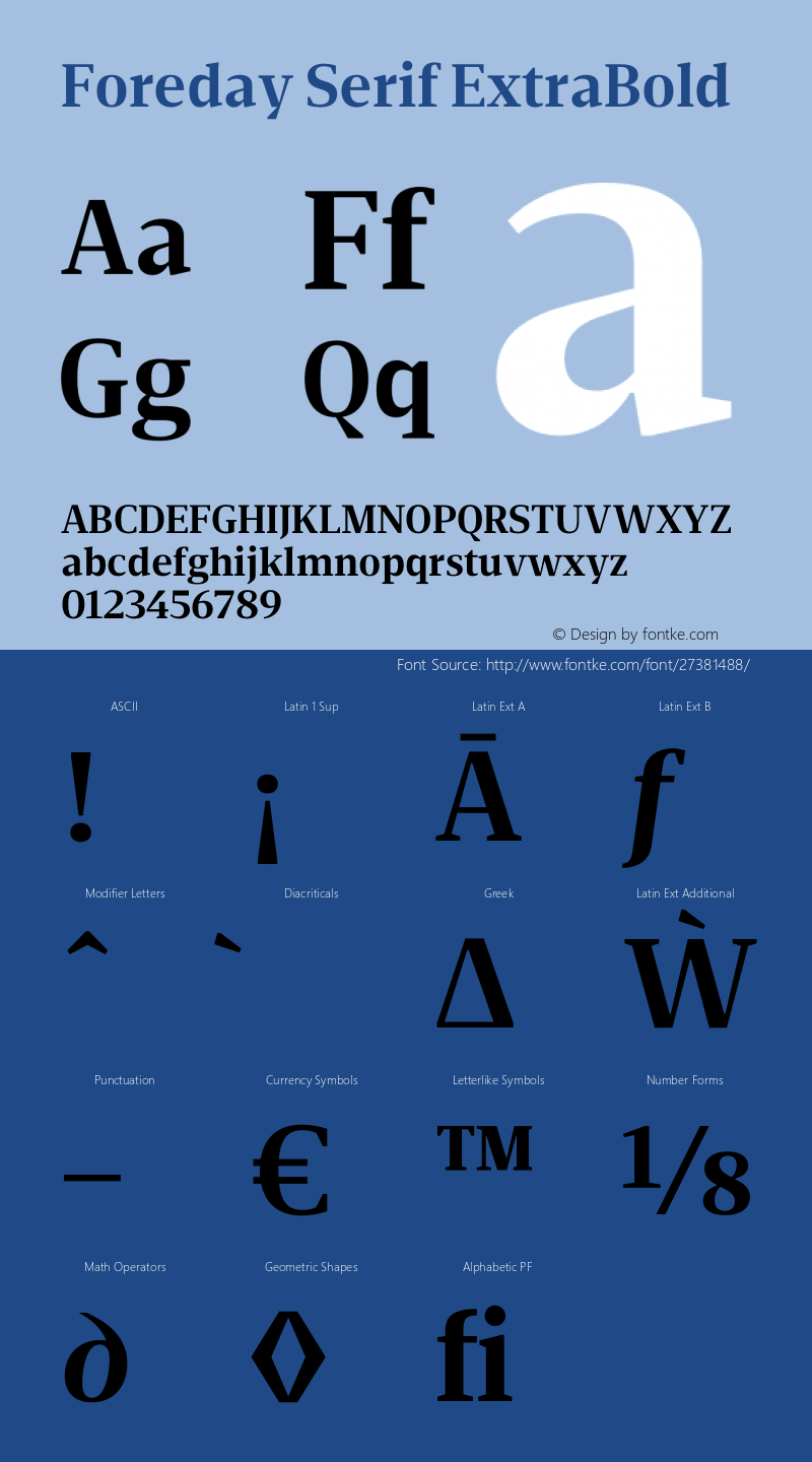 Foreday Serif ExtraBold Version 1.000;PS 001.000;hotconv 1.0.88;makeotf.lib2.5.64775 Font Sample