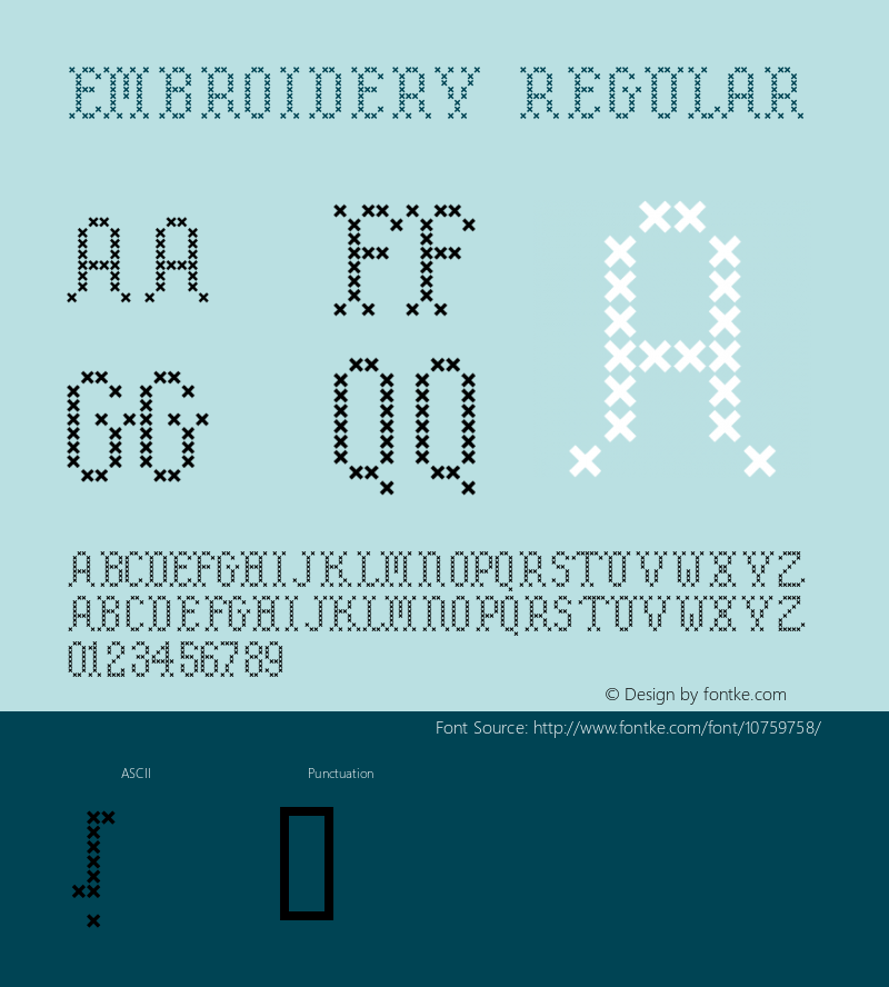 Embroidery Regular 2 Font Sample