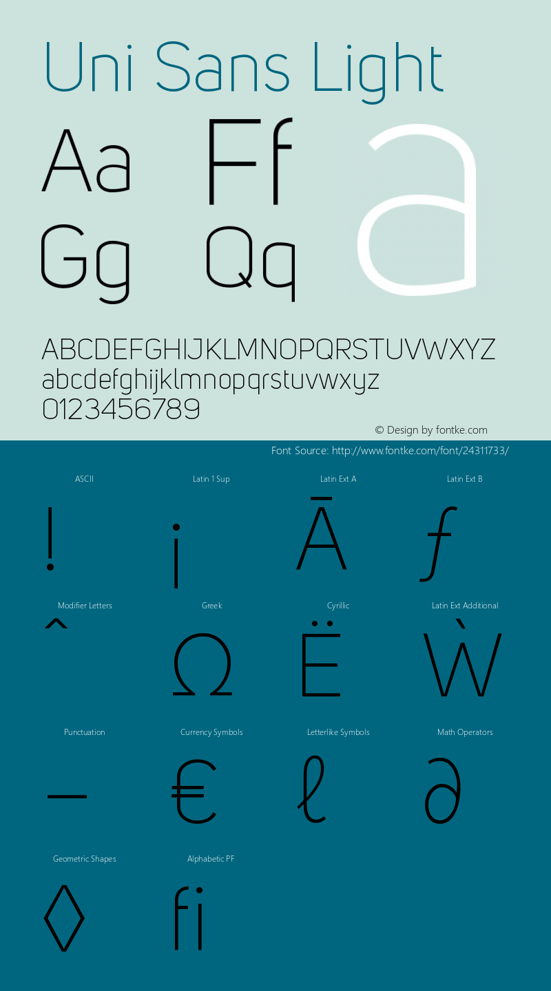 UniSansLight Version 001.029 Font Sample