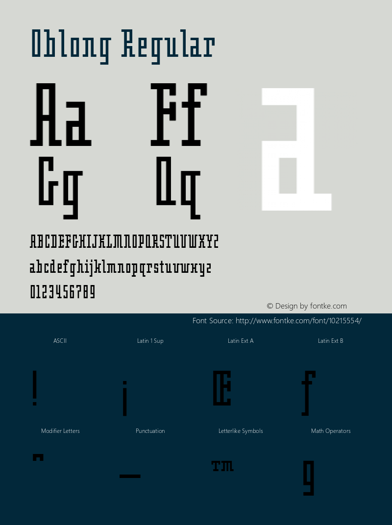 Oblong Regular Version 1.00 Font Sample