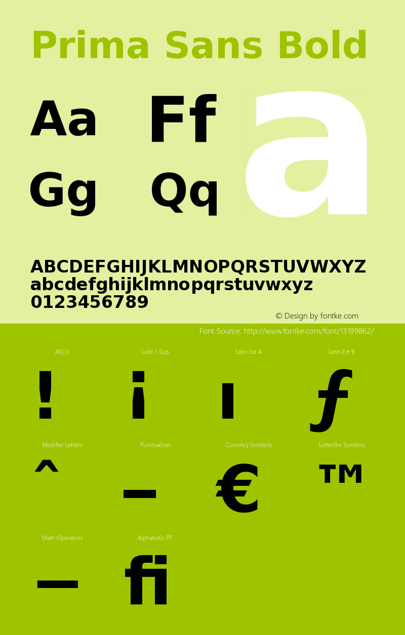 Prima Sans Bold Version 003.001 Font Sample