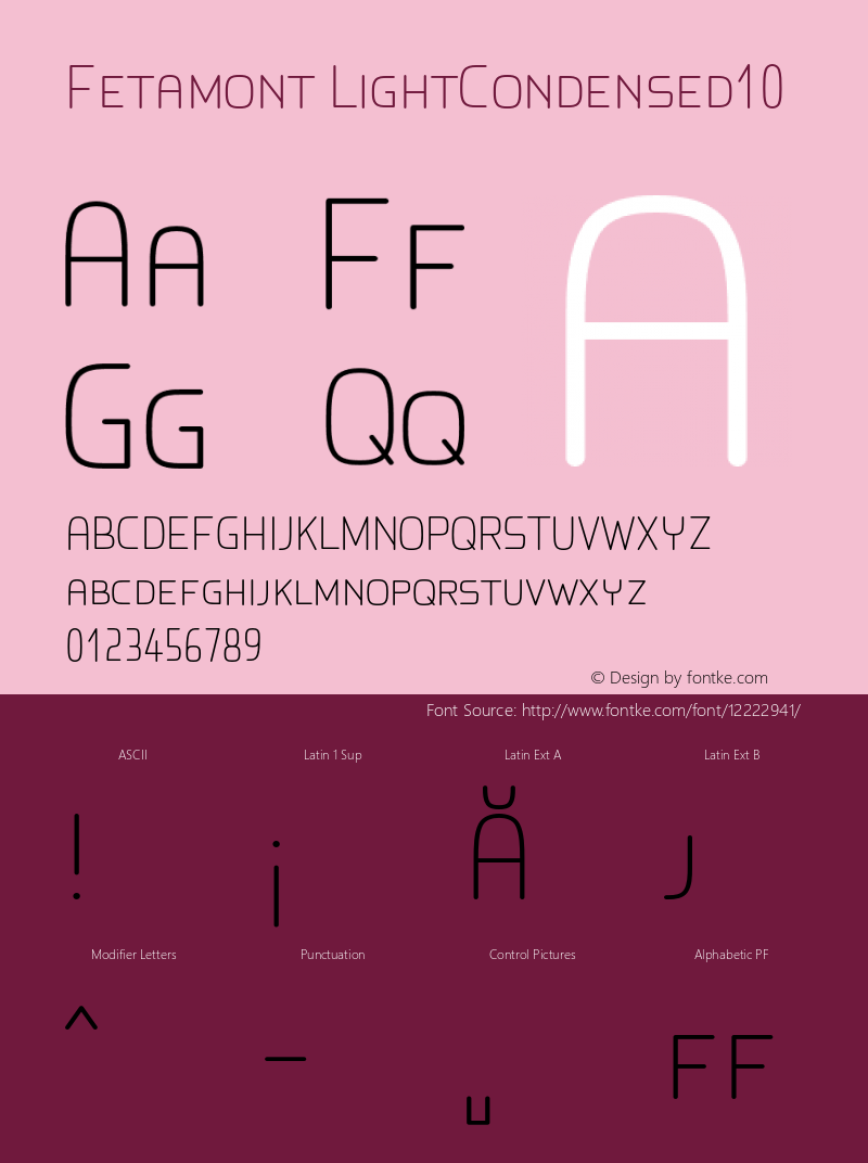 Fetamont LightCondensed10 Version 1.5 Font Sample